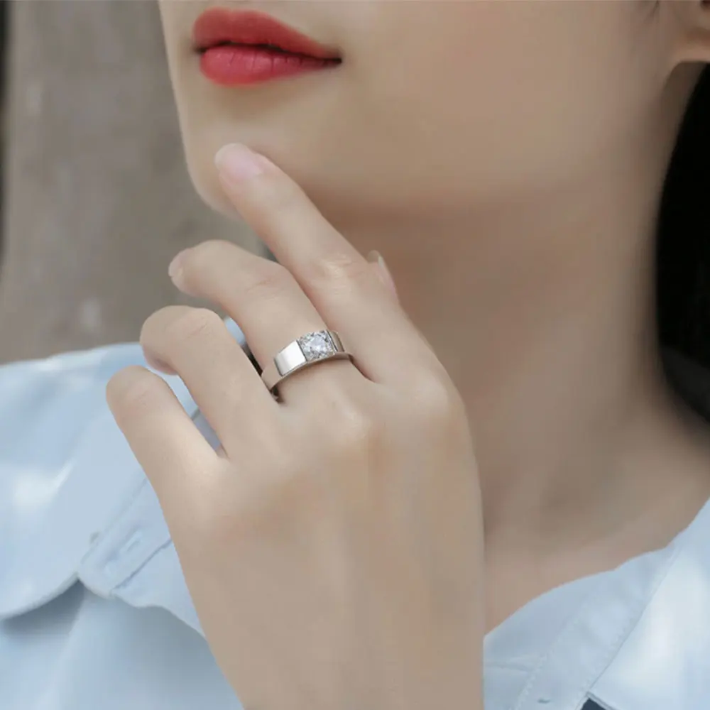 Aide 2022 Classic 1CT Moissanite Ring for Men Women Diamond Jewelry Real 925 Silver Gifts No Sign Engagement Ring For Wedding