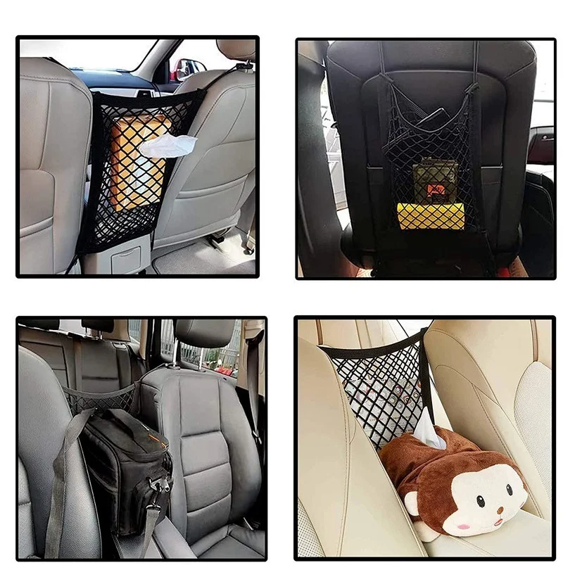3-Layer Car Storage Net Bag Between Seats Divider Pet Barrier Stretchable Elastic Mesh Organizer Auto Accessories | Автомобили и