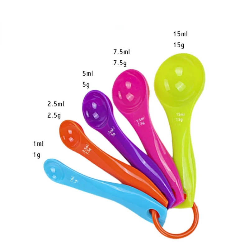 

5Pcs/set Lovely Colorful Plastic Measuring Cups Measure Spoon Kitchen Tool Kids Spoons Measuring Set Tools For Baking Coffee Tea