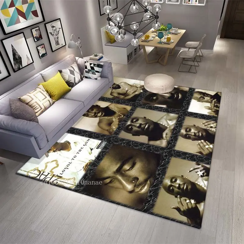 

2PAC TUPAC Hippie Rapper Pop Carpet Rugs for Bedroom Living Room Carpet Floor Mats Anti-slip Area Rug