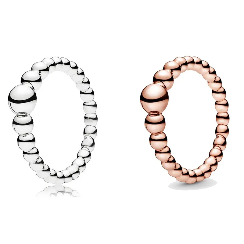 

Authentic 925 Sterling Silver Sparkling String Of Silver Beads Ring For Women Wedding Party Europe Fashion Jewelry
