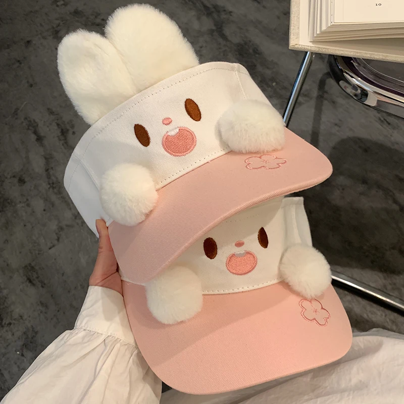 Шляпа с УФ-защитой женская милая летняя шапка изображением кролика воздушным