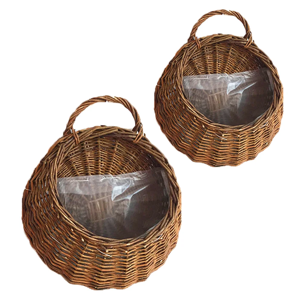 

Rattan Wall Hanging Flower Pot Flowerpot Woven Basket Dried Chic Baskets Planter Outdoor