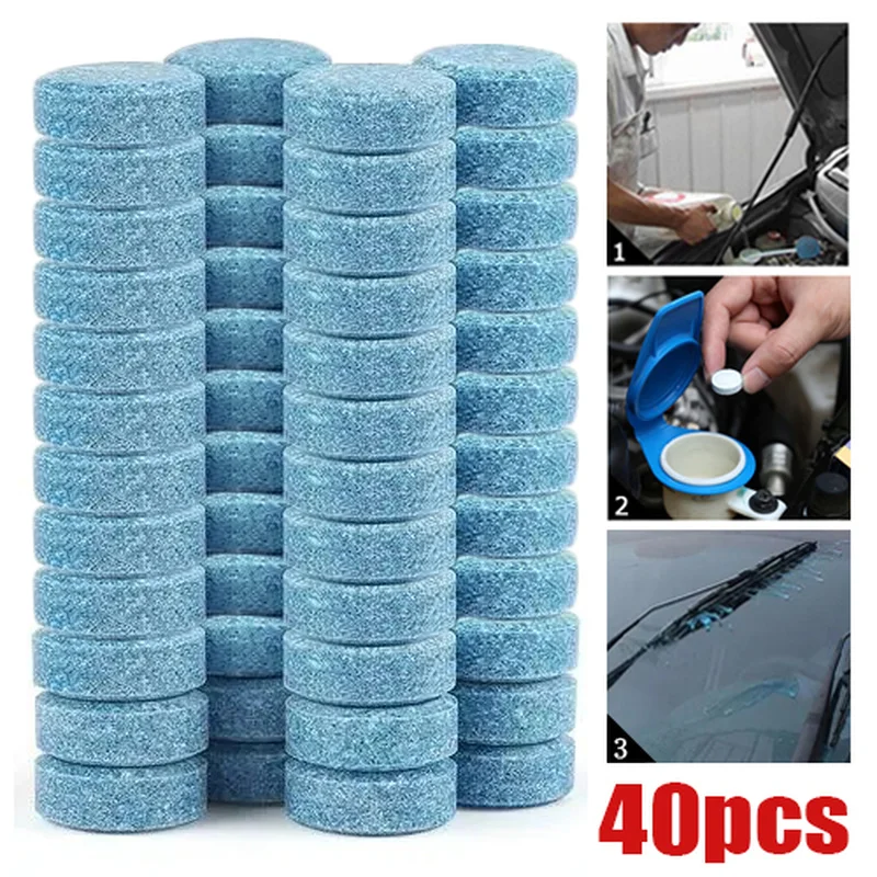 

40/20/10pcs Effervescent Tablets Car Windscreen Wiper Cleaning Solid Cleaner Auto Home Window Glass Dust Washing Car Accessories
