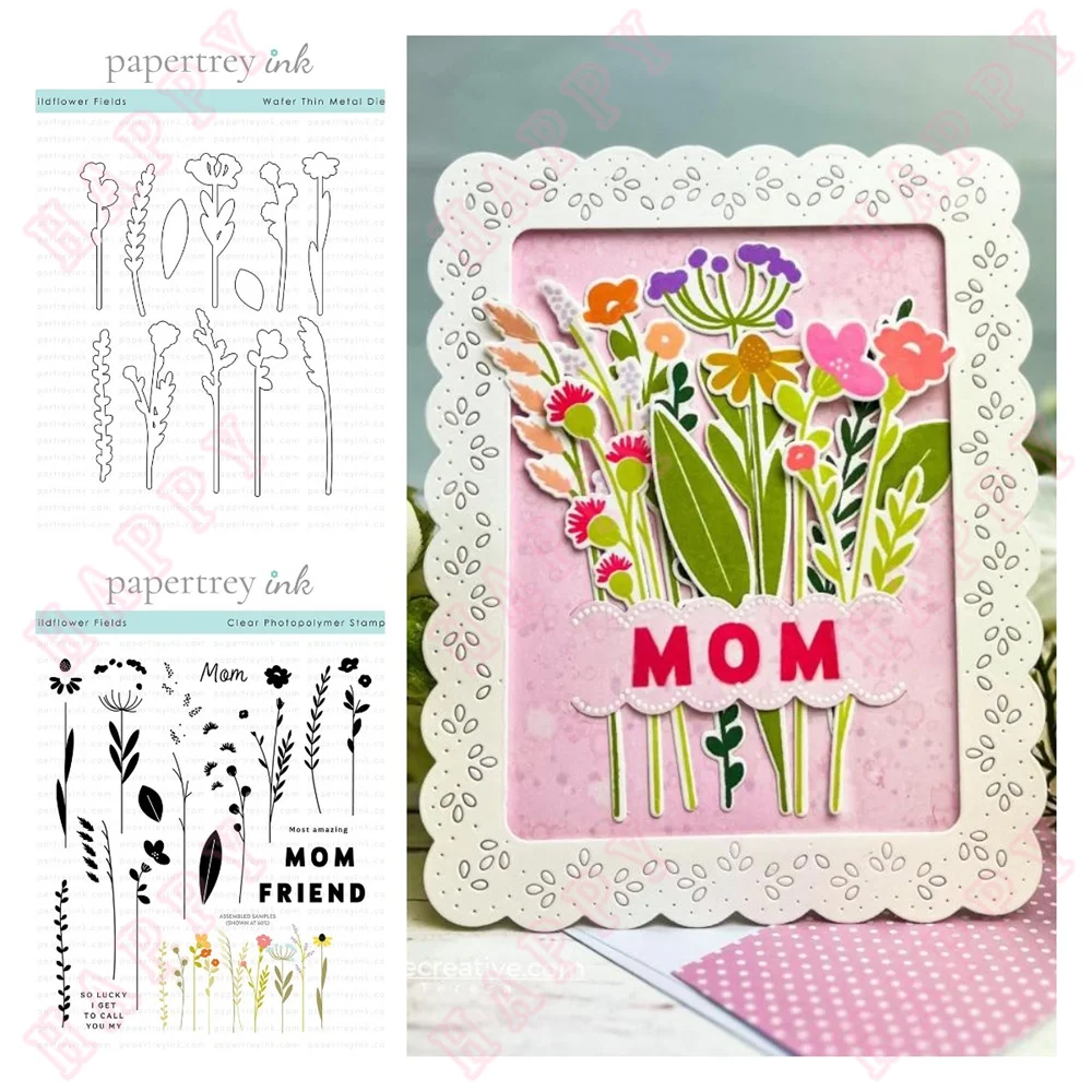 

Metal Cutting Dies Stamp Wildflower Fields DIY Scrapbook Envelope Greeting Card Decorative Embossing Handcraft Paper Craft Mould