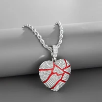 hip hop full rhinestones paved bling ice out zinc alloy heart shape pendants necklace for men rapper jewelry drop shipping