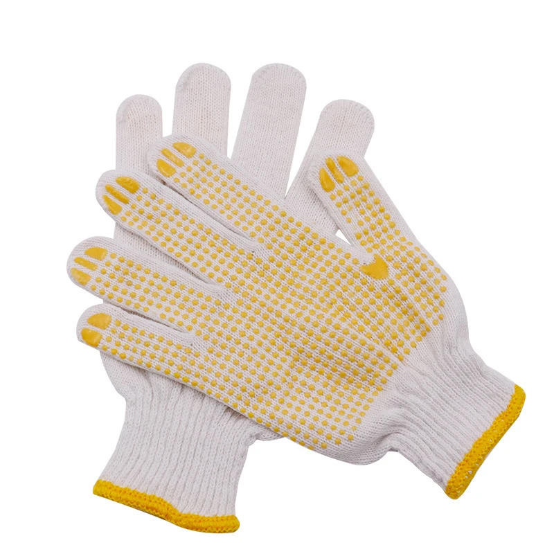 

High quality A pair Cotton yarn PVC Anti slip gloves Wearable Work gloves for Construction Cleaning Moving goods and Driving