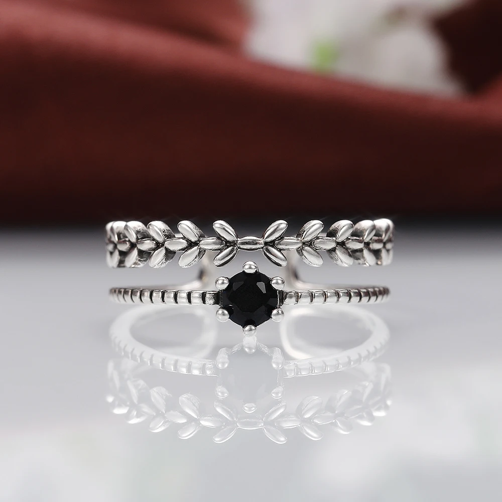 

Huitan Aesthetic Women's Wedding Rings Adjustable Special-interest Black Stone Two Line Opening Rings 2023 Hot Trendy Jewelry