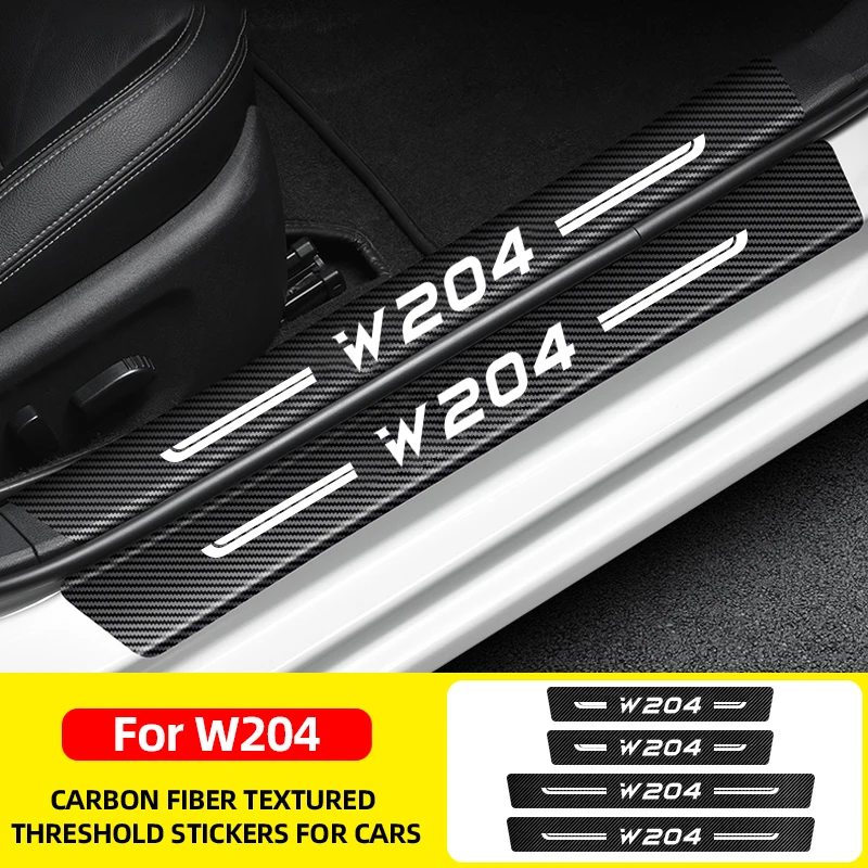 

4X Car Stickers Anti Scratch Door Sill Protector ​For Mercedes Benz W204 Class Car Threshold Protection Carbon Fiber Stylin