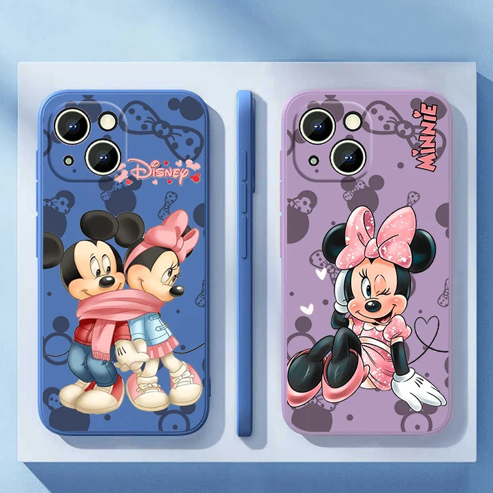 

Disney Minnie Cool Phone Case For iPhone 14 13 12 mini 11 Pro Max 8 7 Plus XR XS X Liquid Rope Funda Cover