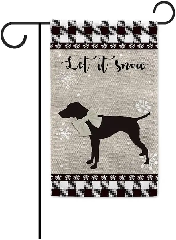 Немецкий короткошерстный указатель Let It Snow Merry Christmas Garden Flag Черно-белый плед из