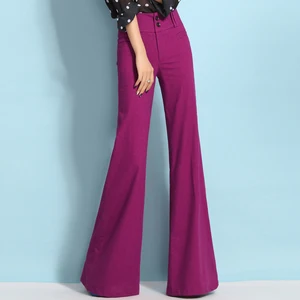 Брюки женские винтажные офисные свободные с завышенной талией и карманами, расклешенные брюки с широкими штанинами, офисные Капри для офиса, рабочая одежда, черный цвет