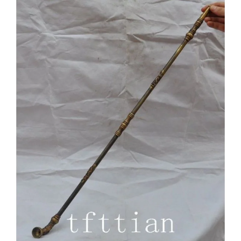 

old Grandpa Uncle Copper Brass craft Old antique Chinese brass Copper Superb Crafts Old Luy Smoking Tool Statue