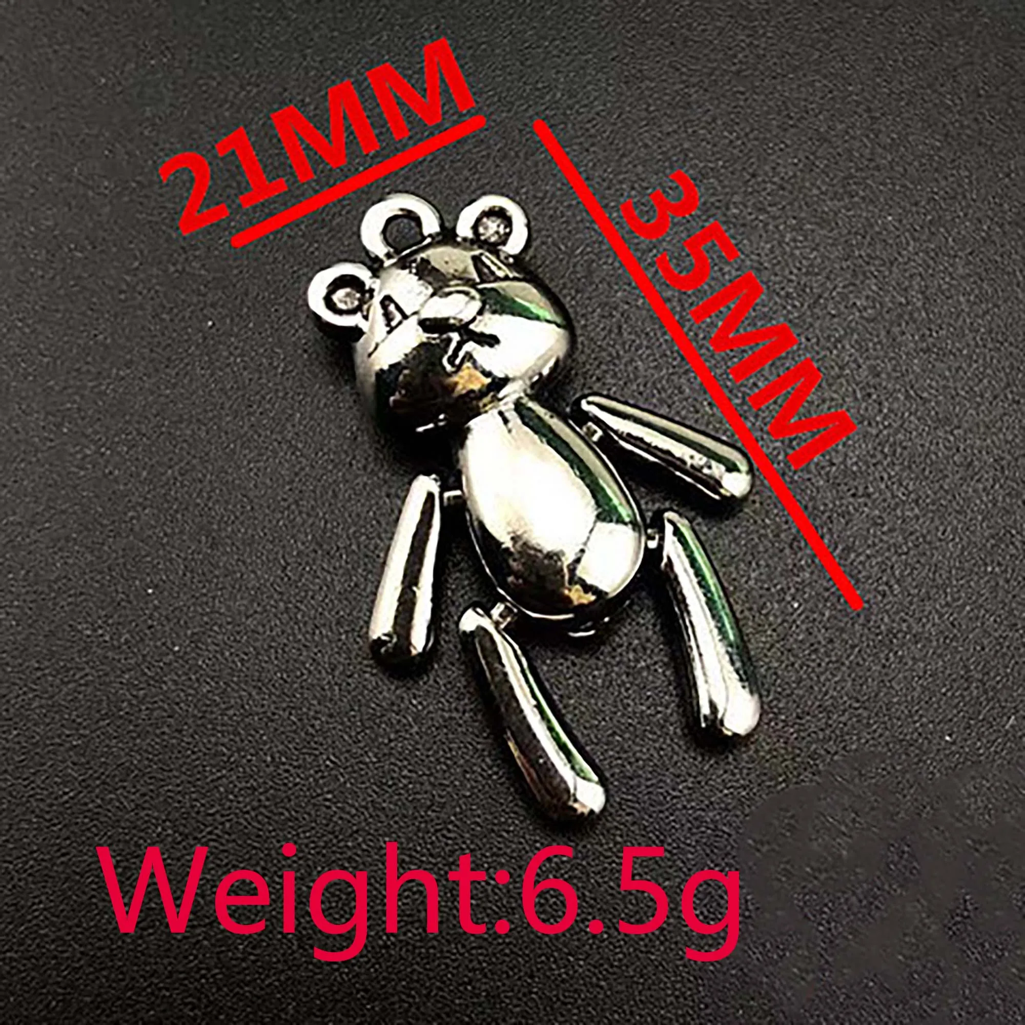 2PCS-20PCS/Lot 35x21mm Silver Hip Hop Active Bear Pendant DIY Men and Women Necklace Bracelet Keychain Jewelry Charm Accessories