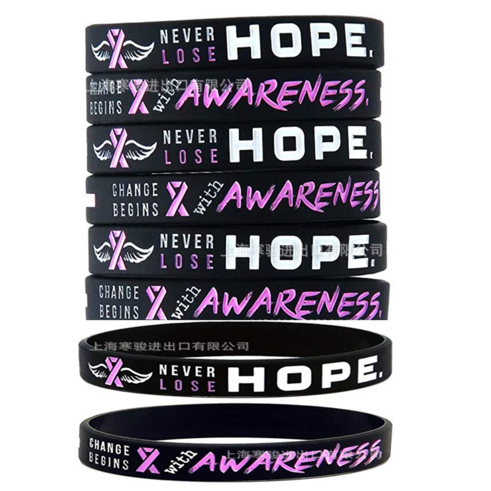 1 шт., силиконовый браслет с рисунком рака груди