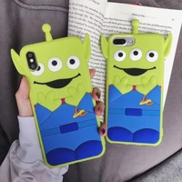 3d cute cartoon green three eyed monster phone cases for iphone 13 12 11 pro max mini xr xs max 8 x 7 se 2022 silica gel cover