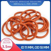 O Ring CS 3.5 mm ID 11 mm OD 18 mm Material With Silicone VMQ NBR FKM EPDM ORing Seal Gaske
