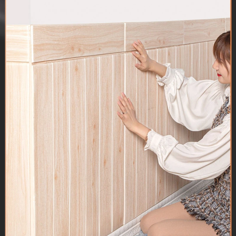 

10 шт. 3D искусственная деревянная плитка Xpe пенопластовая самоклеящаяся настенная наклейка кухня спальня детская комната защита стен контактная бумага