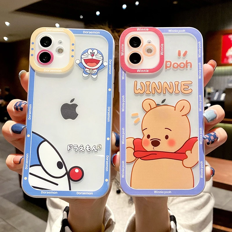 

Cartoon Doraemon Honey Bear Case Cover for IPhone 7 8 Plus 11 12 13 Pro X XR XS Max Shockproof Phone Cases for IPhone 13 Case