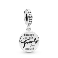 popular 925 solid silver beads friends are family dangle pendant charm fit pandora original bracelet women diy jewelry gift