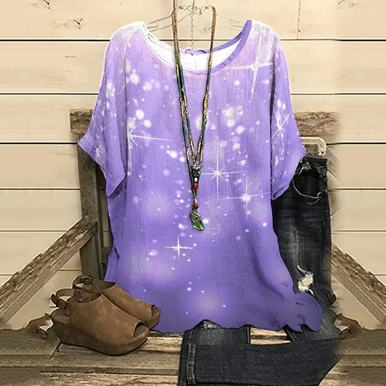 

Summer Women's Half Sleeve T-Shirt NewSunshine Shining Print Top Tee