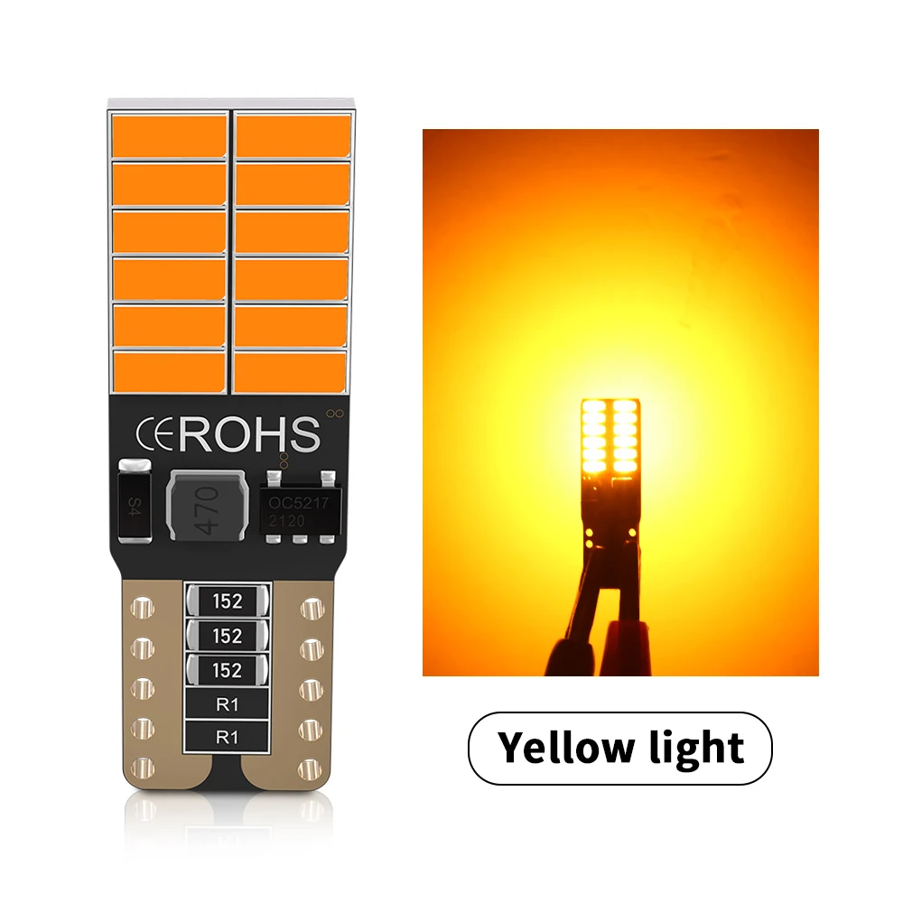 

2x Автомобильная светодиодная лампа 5W5 T10 W5W Светодиодный сигнальный фонарь Canbus с автоматическим коэффициентом клина Боковые фонари заднего хода 4014 24 SMD Без ошибок Белый 12 В 6000 К