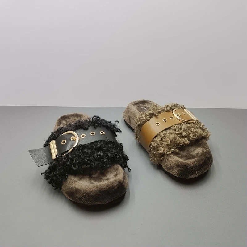 Женская обувь 2024 тапочки мягкие роскошные шлепанцы меховые пантофле женские на
