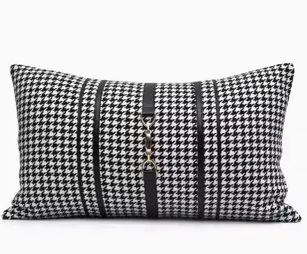 

Чехол для декоративной подушки из полиэстера с узором "гусиные лапки"