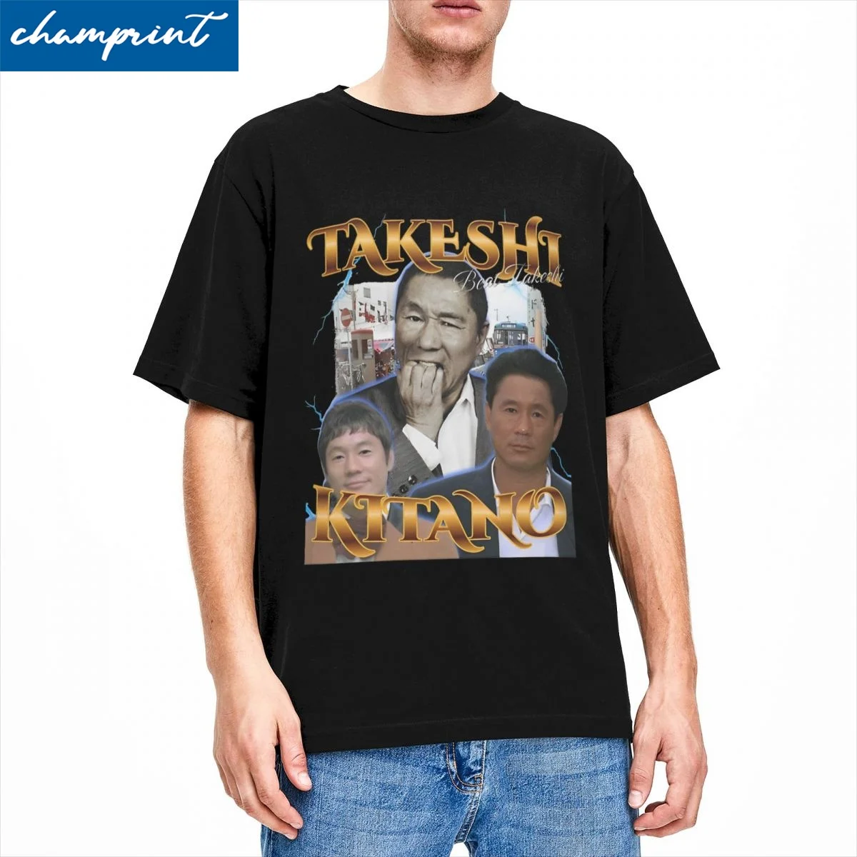 Фото Футболка Takeshi Kitano в стиле 90-х годов для мужчин и женщин, 100% хлопок, хипстерские футболки с круглым вырезом, футболки с коротким рукавом, уникальная одежда №1