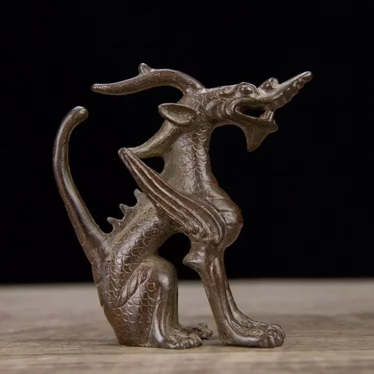 Китайские бронзовые животные Kylin Chi-lin Beast Pi Xiu Статуя Ремесла