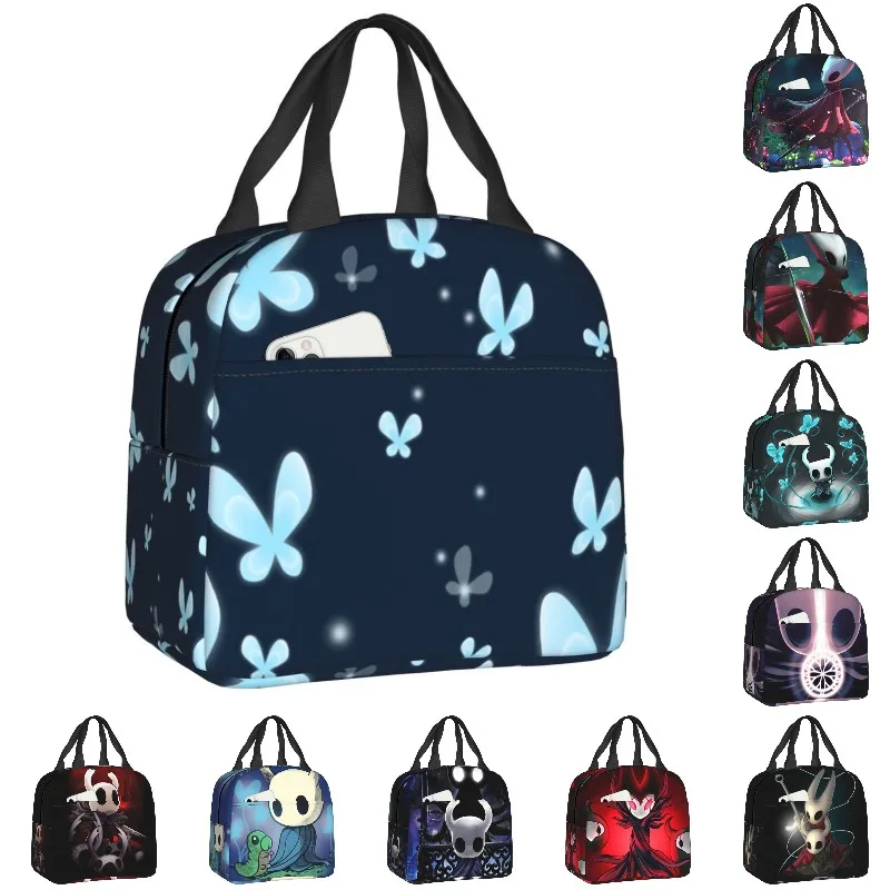 

Butterflies Pattern Portable Lunch Boxes for Women Leakproof Hollow Knight Game Cooler Thermal Food Insulated Lunch Bag