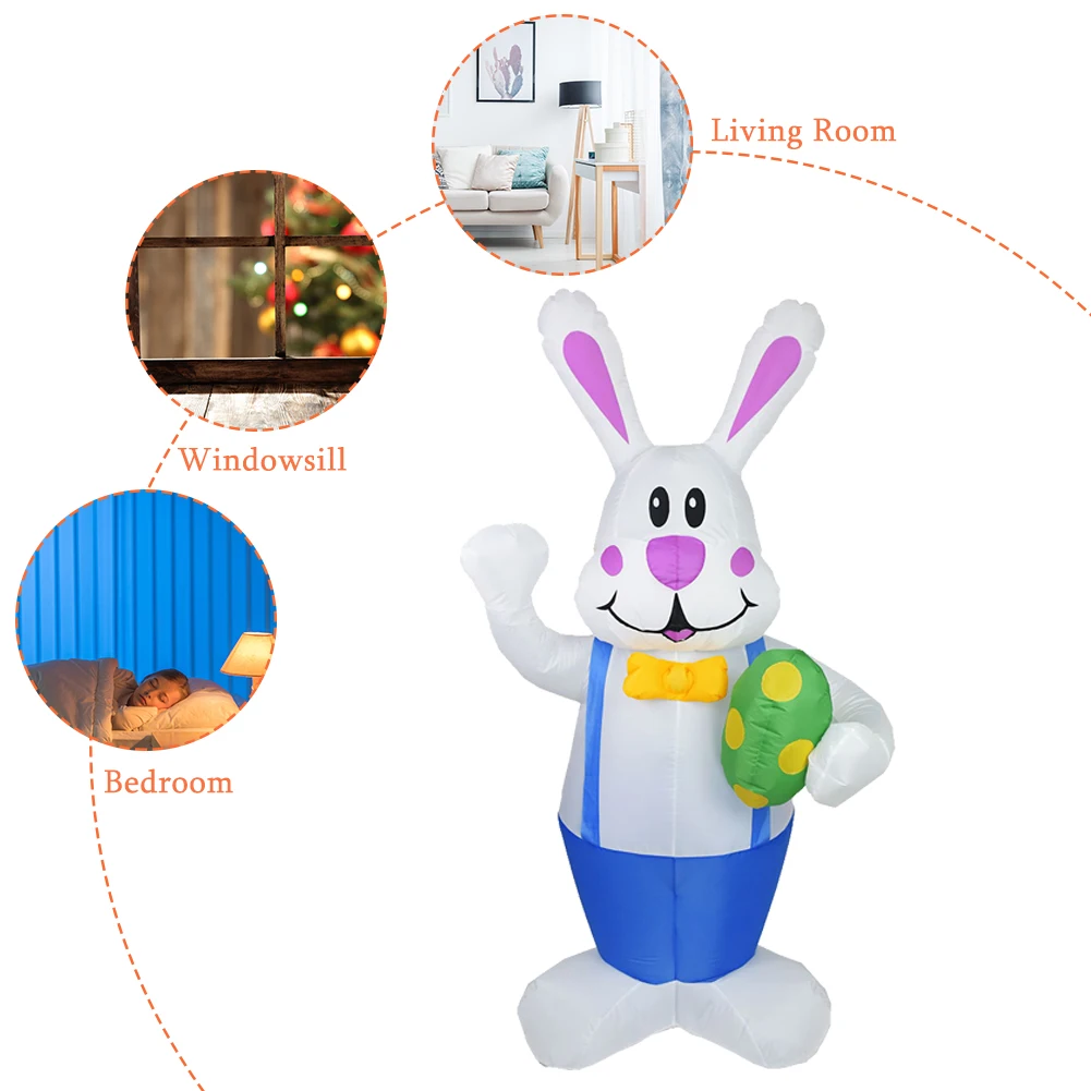 

Easter Bunny Inflatable Model Festive Supplies 1.9m Inflatable Lighting Decor Scene Layout Waterproof for Garden Courtyard Porch