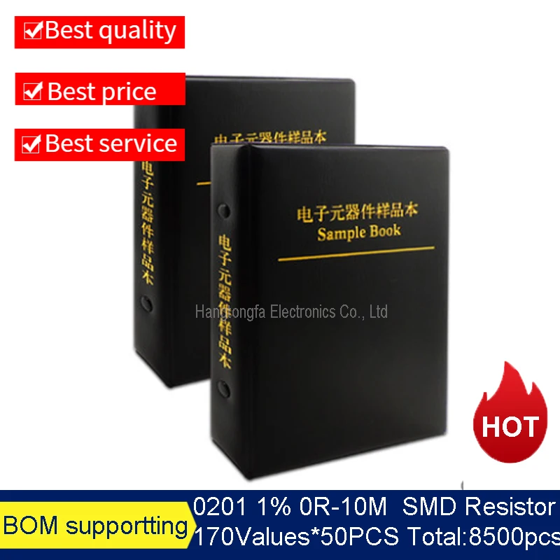 0201 1%  SMD Sample Book Resistor  170valuesx50pcs=8500pcs 0402 1/20W  Resistor Tolerance  Kit 0R~10M