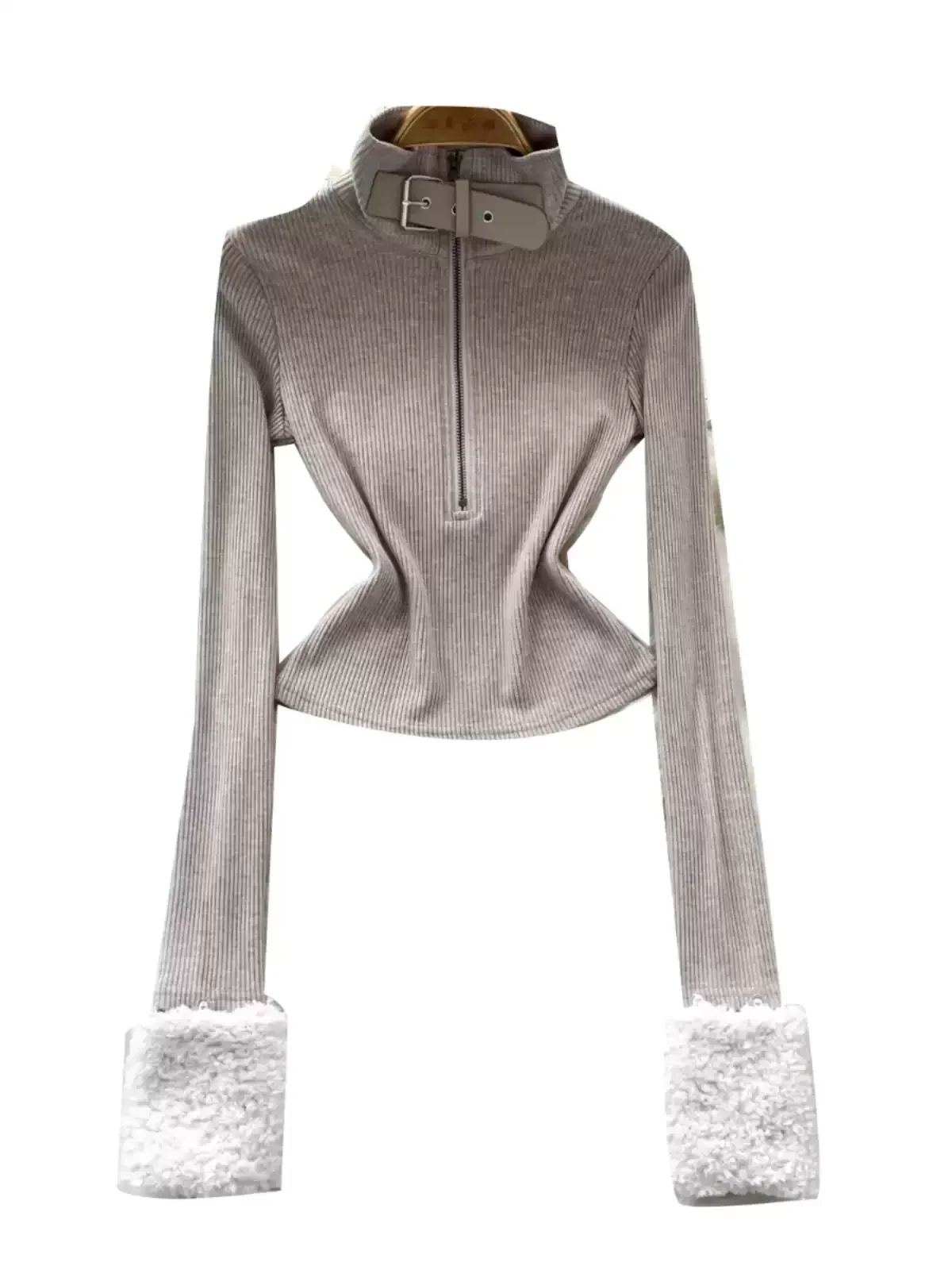 KUSAHIKI модный вязаный свитер с воротником-стойкой для женщин зимняя молния