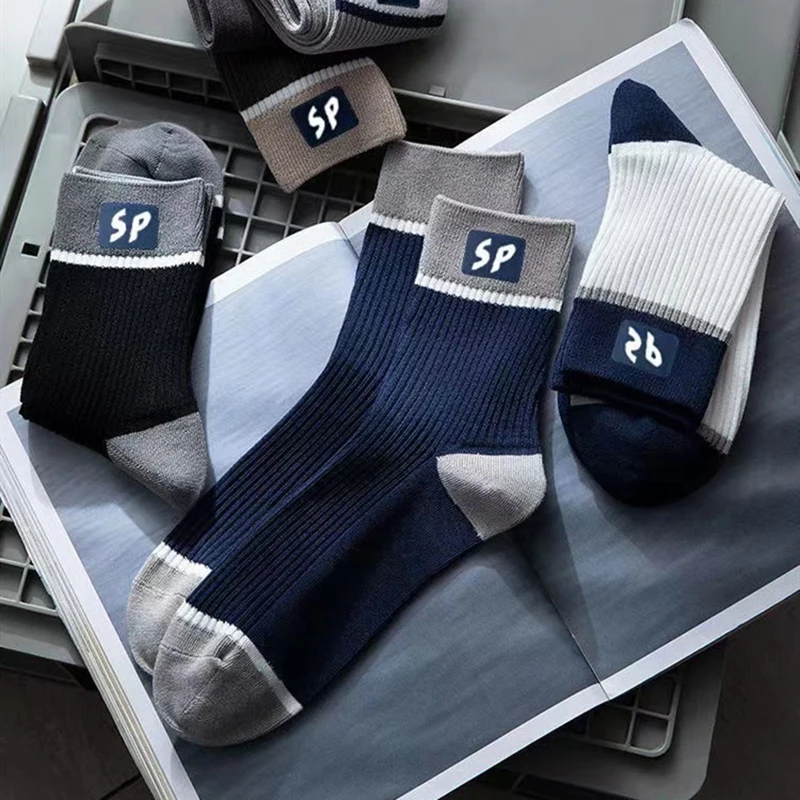 2023 New Fashion Men's Socks Cute Breathable Socks Japanese Style Striped Thickened Casual Sports Cotton High Quality Tube Socks