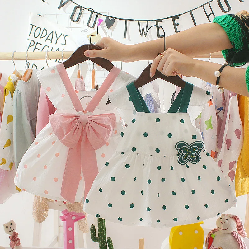 

0-3Y Summer Princess Infant Baby Girls Dress Ruffles Sleeve Solid Fashion Dress Baby Summer Princess Vest Dress