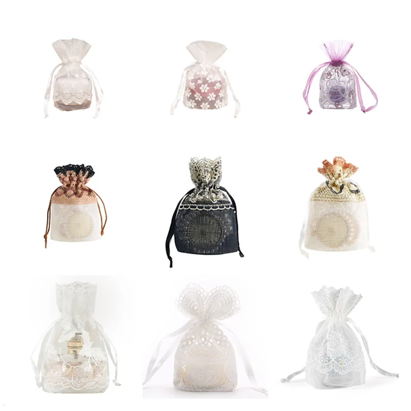 

50pcs 10x14cm slub yarn Bags rose starry sky Drawstring Bags Jewelry Packaging organza Bag Wedding Party Christmas Gift decorate