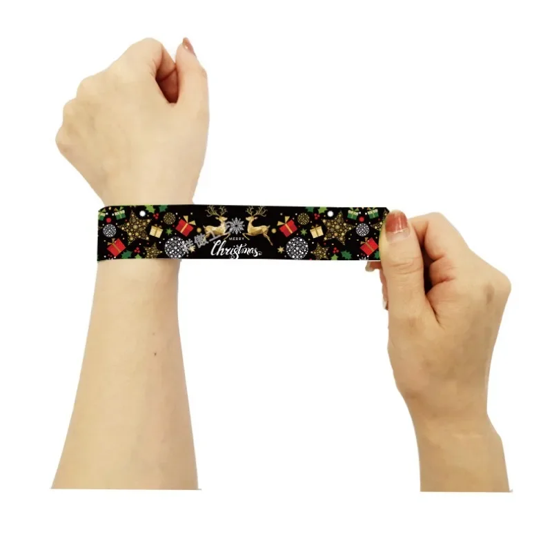 12 шт. рождественские черно-белые золотые браслеты со снежинками и колокольчиками