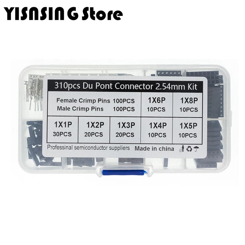 310 шт./набор 2 54 мм Штекерный кабель Dupont 1/2/3/4/5/6/8 Pin