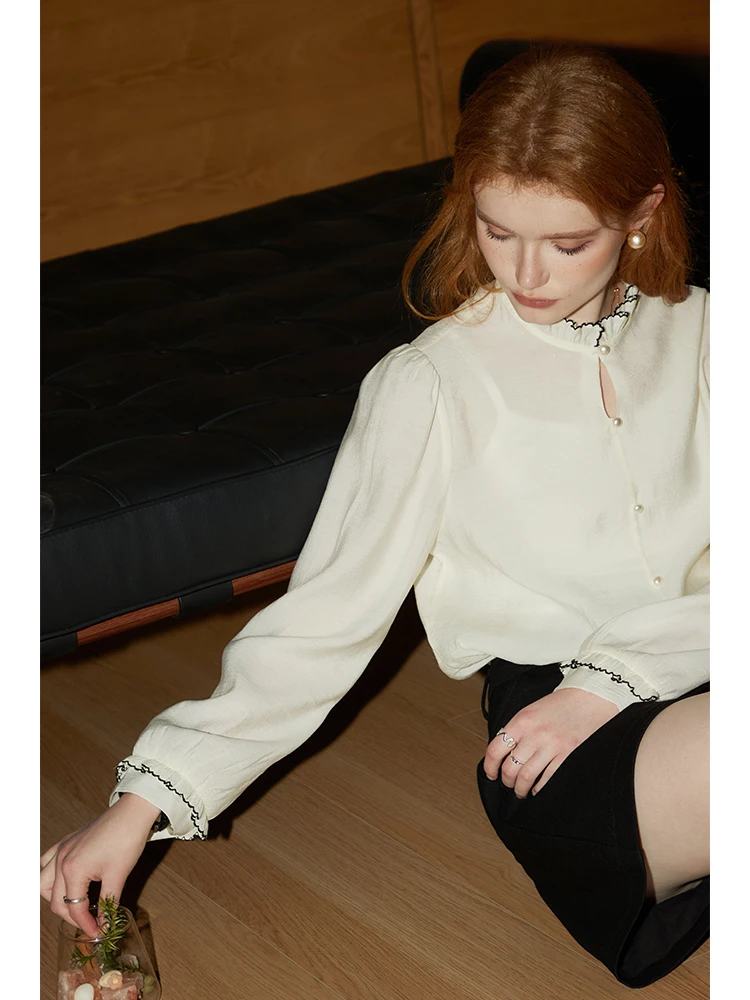 Kuenmawei Socialite Fan Рубашки с длинными рукавами Женская одежда 2024 осенний новый