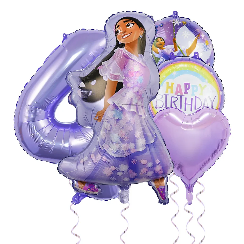 

5pcs Disney Charm Balloons Encanto Isabella Birthday Party Decorations Kids Girl Toys Foil Ballons Baby Shower Favors Home Decor