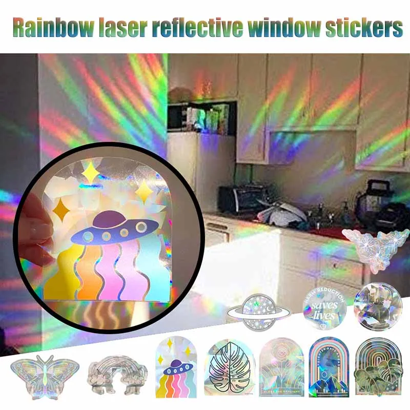 

Wall Stickers Rainbow Window Stickers Laser Reflective Fashion Graffiti Luggage Scooter Car Laptop Decorative Stickers