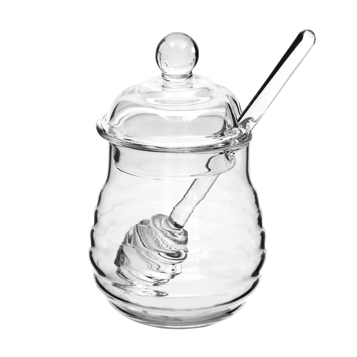 

Clear Honey Jar with Dipper and Lid 250ml Glass Honey Pot Honey Dispenser Honey Syrup Sugar Container for Home Kitchen