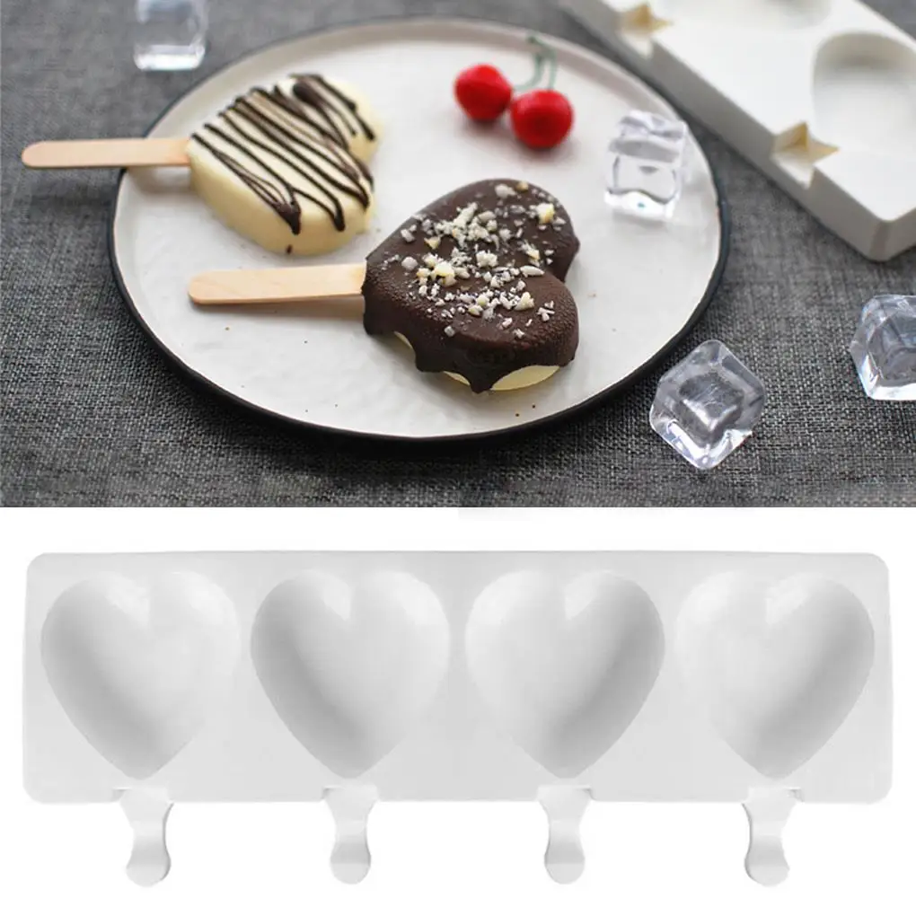 

Ice Cream Mold Heart Shape Silicone Popsicle Form Maker Ice Lolly Moulds Ice Cube Tray for Party Bar Decoration