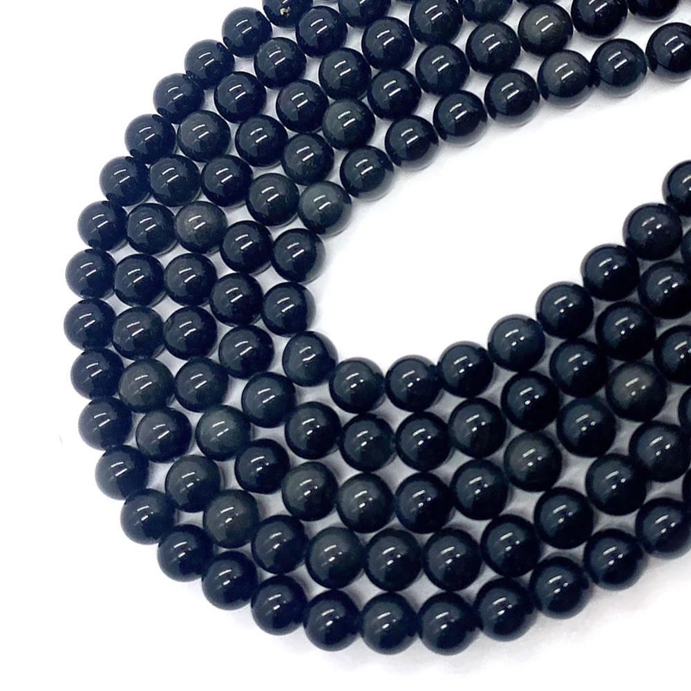 

Natural Stone Colorful Obsidian Round Bead 6 8 10mm Smooth Loose Spacer Beads for Jewelry Making DIY Necklace Bracelet Accessory