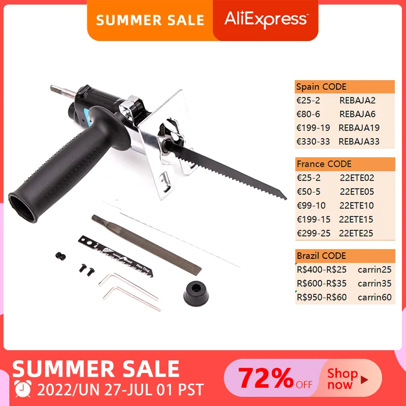 

HILDA Reciprocating Saw Power Tool Reciprocating Saw Metal Cutting Wood Cutting Tool Electric Drill Attachment With Blades