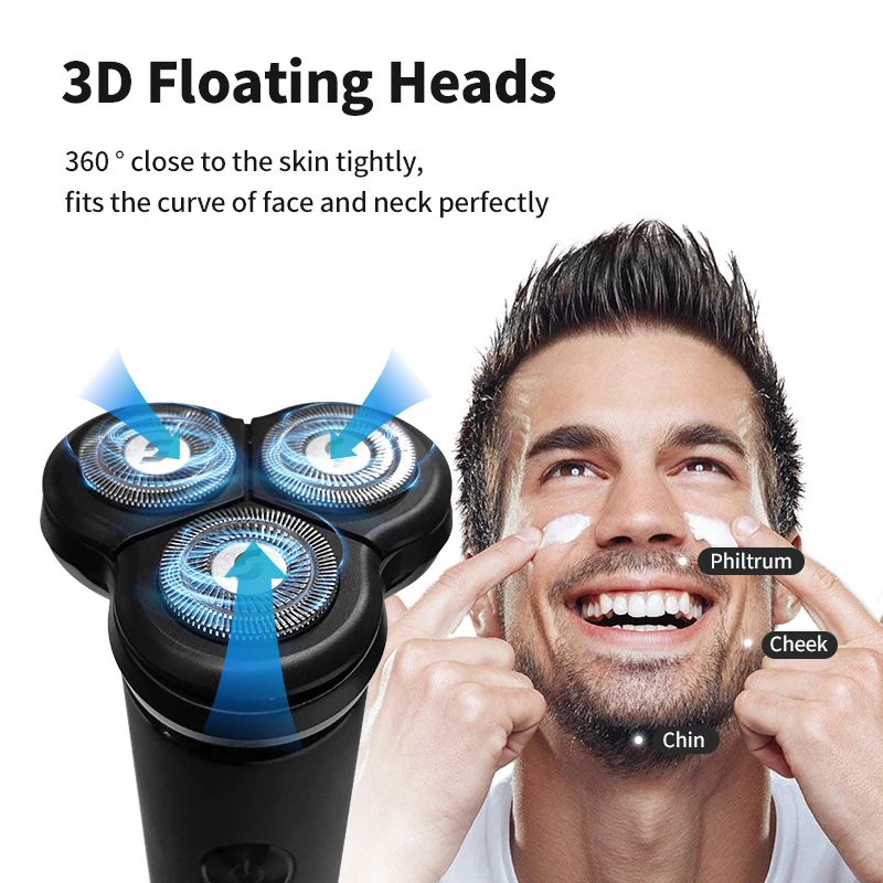 Перезаряжаемая электробритва для мужчин триммер бороды 3D плавающая машинка