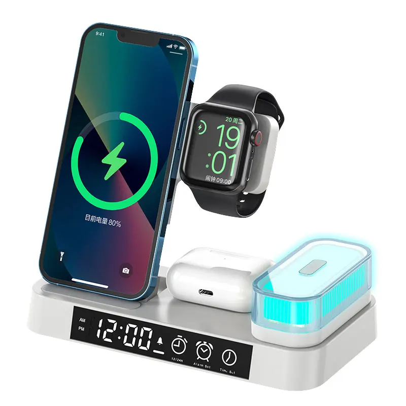 

15W 5 In 1 Wireless Charger Stand For iPhone 14 13 12 11 X Samsung Galaxy S22 S21 Apple Watch Airpods Fast Charging Dock Station