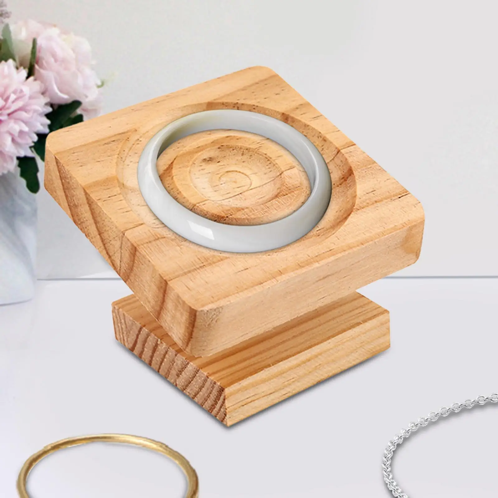 

Wooden Bracelet Bangle Display Tray Stand Organizer Birthday Gift Jewelry Storage Square for Dresser Store Showcase Show Retail