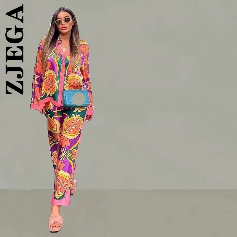 Zjega Fashion Women Set Womens Long Pants Retro Two Piece Set Basic Womens Outfits Casual Women's Tracksuit Set Female